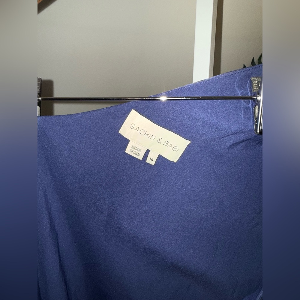 Sachin + Babi | Keely One Shoulder Gown in Deep Cobalt | Sz 14 - Picture 5 of 7